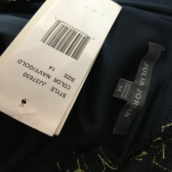 JULIA JORDON Navy Tweed Grid Pattern Shift Dress NWT 14 - Picture 13 of 15